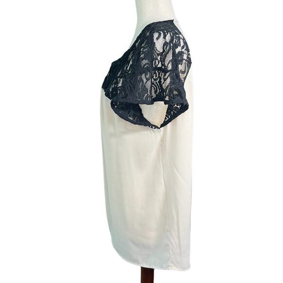 Maeve x Anthropologie Sheer Rashel Lace Blouse, Black/Tan, size Medium - Picture 4 of 11